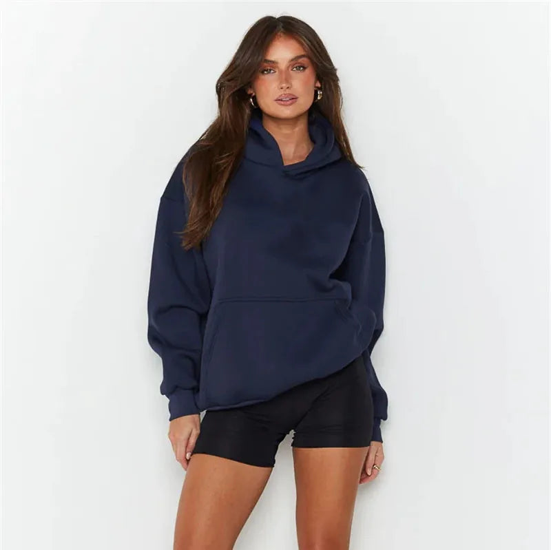 Sweat à Capuche Bleu Marine – Hoodie Oversize Unisexe Confortable et Intemporel